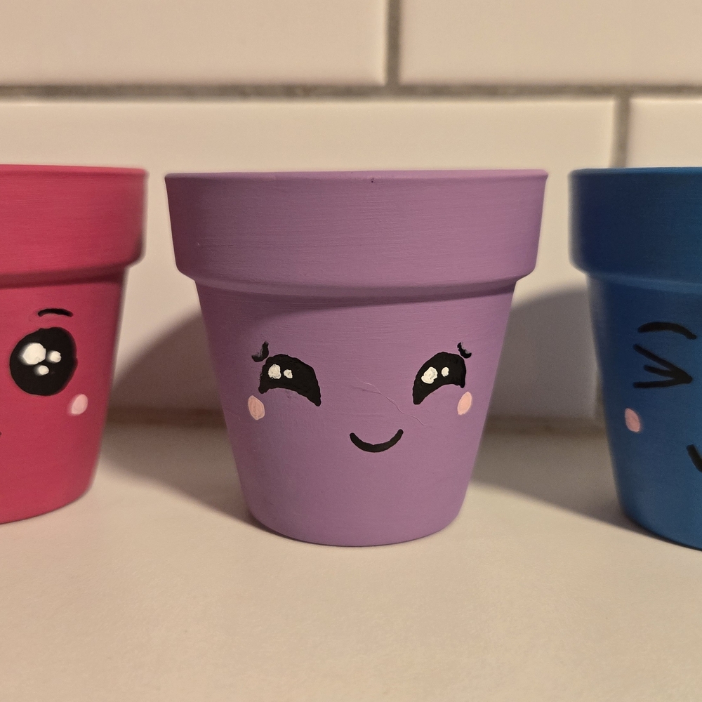 Colorful Smiley Face Planter Set